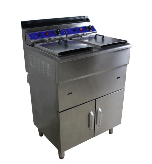 kfc fish chips chicken gas deep fryer with cabinet free standing fry machine