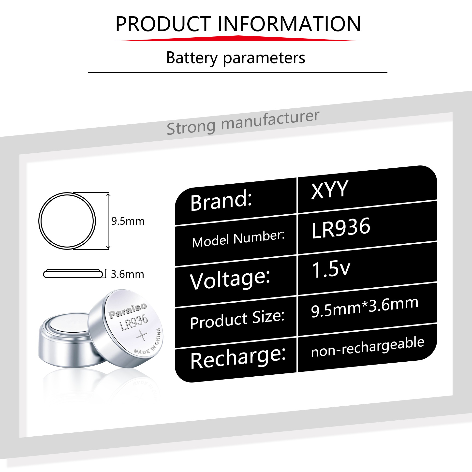 AG9 LR936 LR932 LR45 1.5v button cell battery