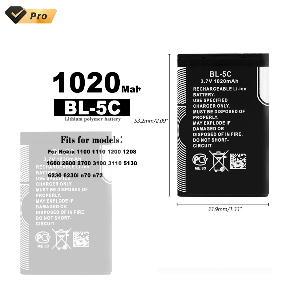 BL5C BL-5C BL 5C Phone Battery For Nokia 1100 1110 1200 1208 1280 1600 2600 2700 3100 3110 5130 6230 6230i n70 n72