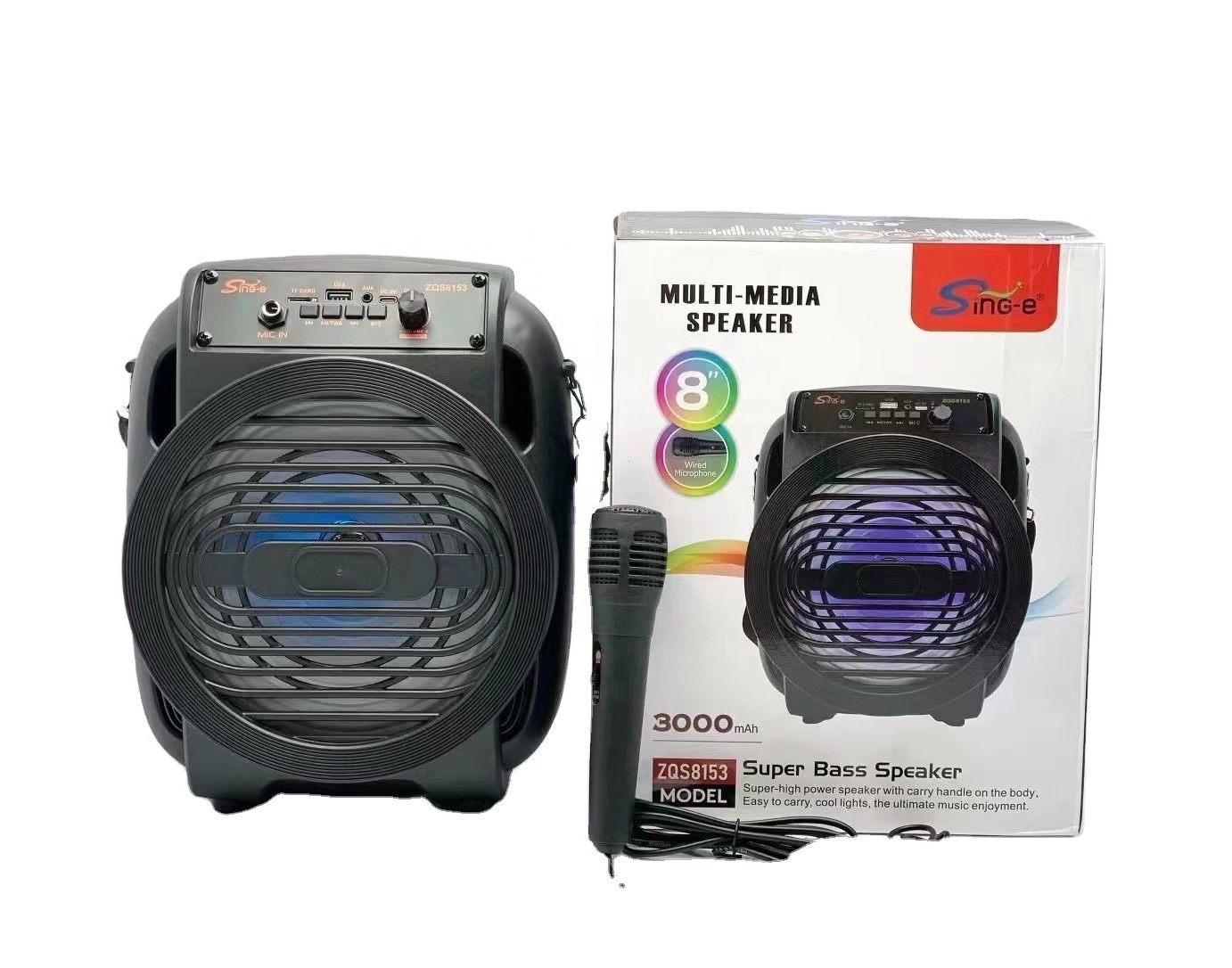 KIMISO zqs8152 8 Inch Speaker Outdoor Portable Trolley Speaker DJ Speaker Box With LED Light