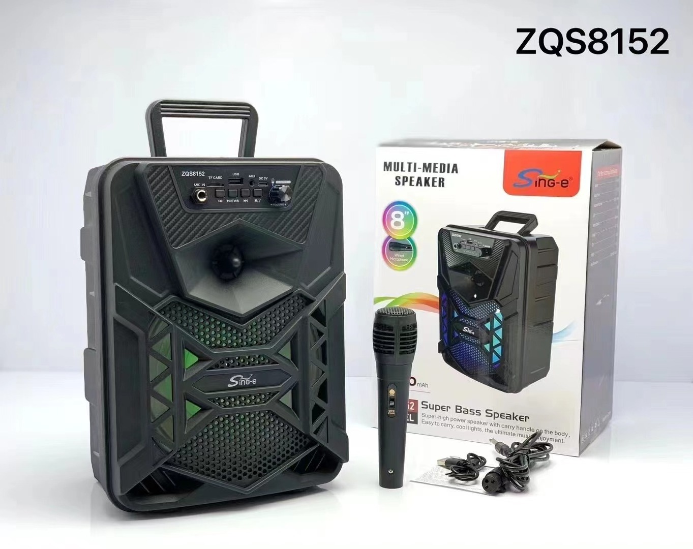 KIMISO zqs8152 8 Inch Speaker Outdoor Portable Trolley Speaker DJ Speaker Box With LED Light