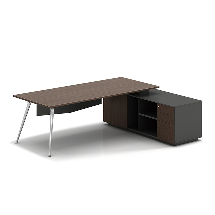 Modern Design Office Furniture Executive Office Desk L Shape With Aluminum Alloy Y Type Legs