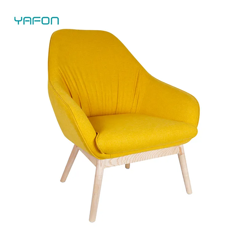 Modern High Density Foam Arm Chair for Hotel Office Living Room with Wooden Legs Commercial Furniture Leisure Modular Chair