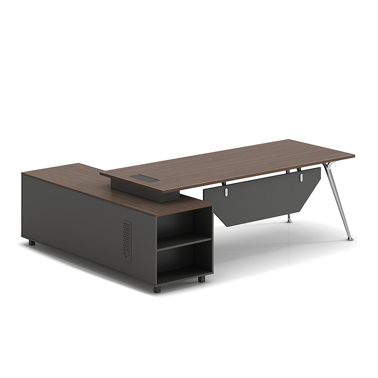 Modern Design Office Furniture Executive Office Desk L Shape With Aluminum Alloy Y Type Legs