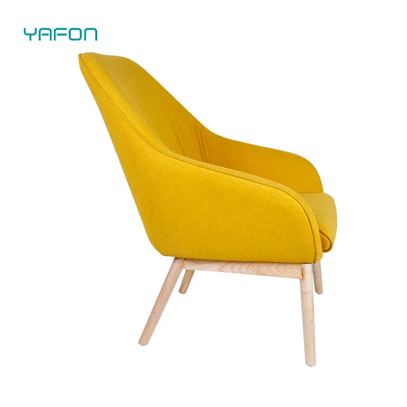 Modern High Density Foam Arm Chair for Hotel Office Living Room with Wooden Legs Commercial Furniture Leisure Modular Chair