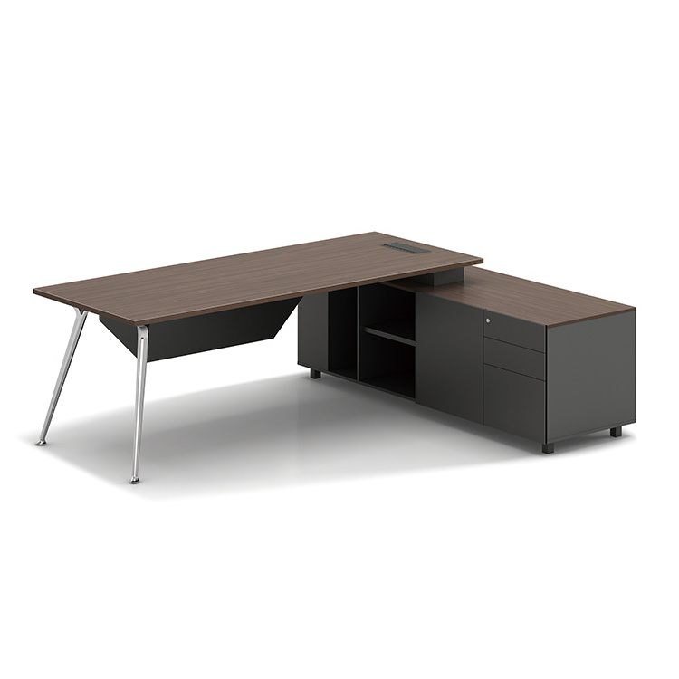 Modern Design Office Furniture Executive Office Desk L Shape With Aluminum Alloy Y Type Legs