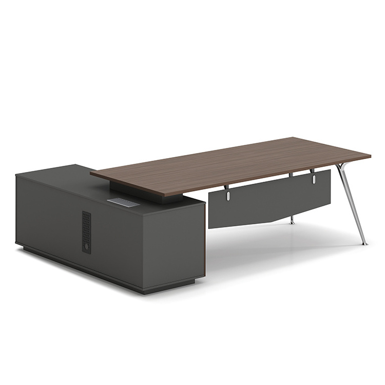 Modern Design Office Furniture Executive Office Desk L Shape With Aluminum Alloy Y Type Legs