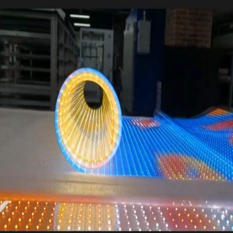 Soft flexibility roll up led video screens adhesive transparent film crystal led screen