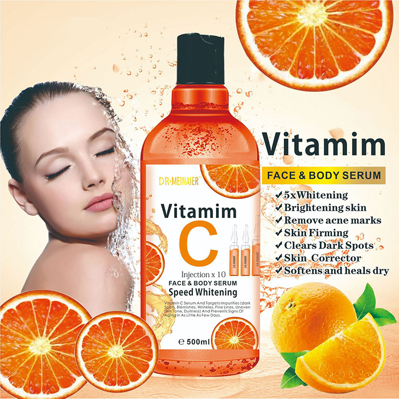 Private Label 500ml Niacinamide Hydrating Vitamin C Face Serum AHA Whitening Body Serum