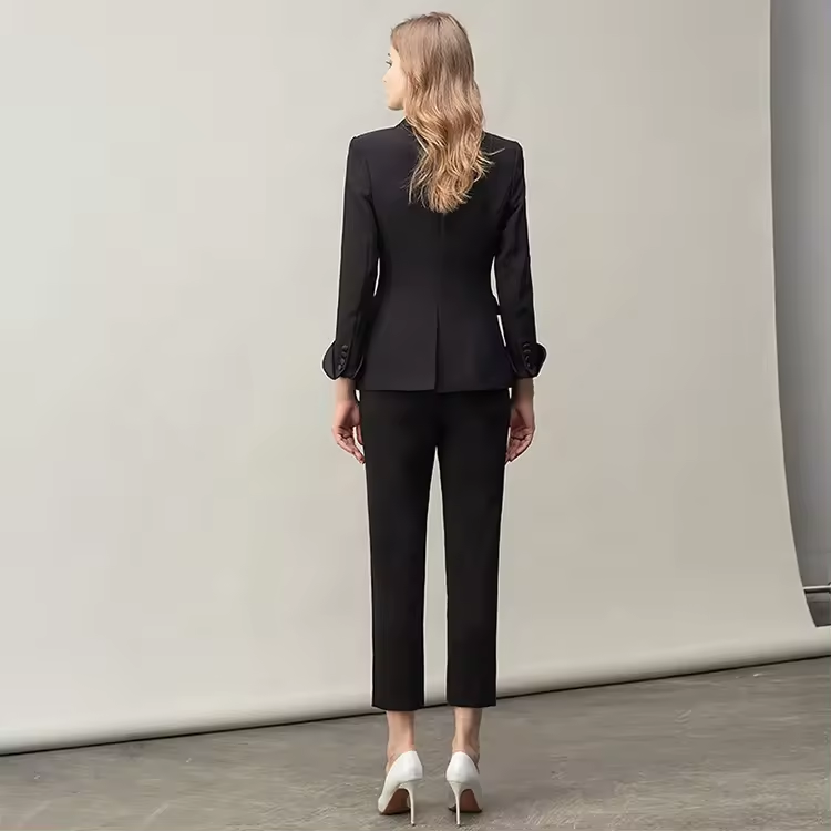 Factory Polyester Regular Solid Elegant Two Piece Hi-Q Women Business Slim Fit Suits Tuxedo