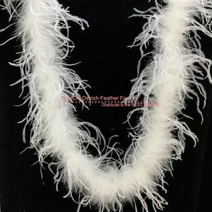 Manufacturer Wholesale 3 ply 2 meters Ostrich Feather Fringe boa Trim On Cord For Dress Feather Fabric