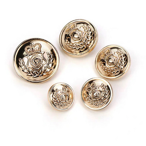 custom size logo embossed round zinc alloy blazer jacket shank buttons for uniforms