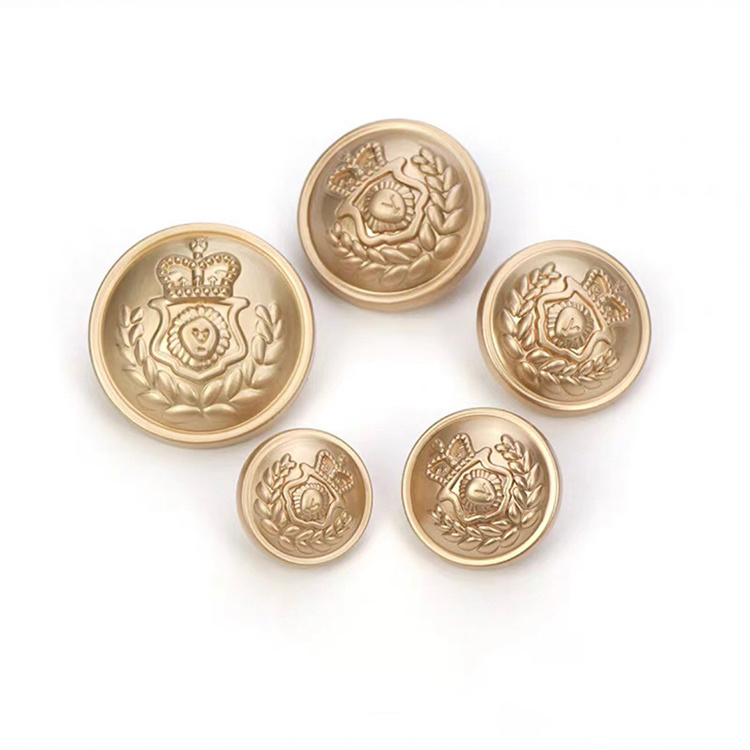 custom size logo embossed round zinc alloy blazer jacket shank buttons for uniforms