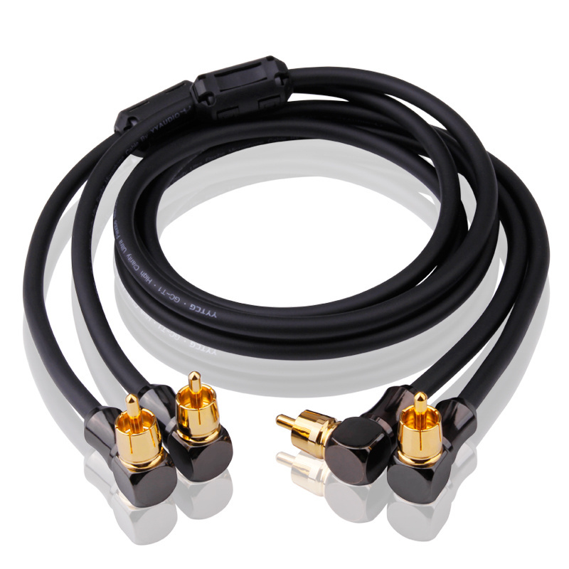 YYTCG hifi Audio Cable 2 Angle RCA to 2 Angle RCA TV DVD Speaker Subwoofer Amplifier OFC RCA Cable OFC Braided