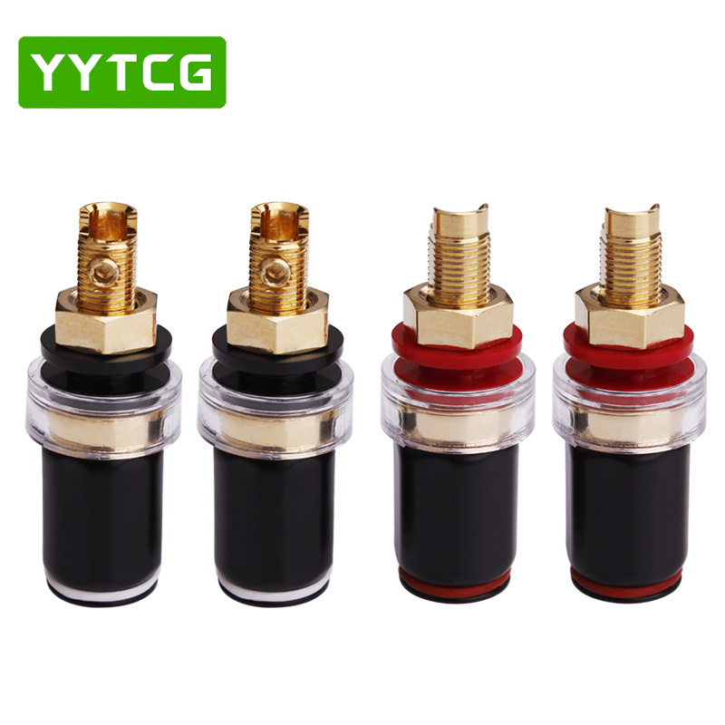 Gold Plated Pure Copper Phono Amplifier Terminal  Audio Speaker Cable Connector plug Terminal Binding Post