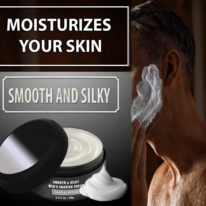 Beard Care Smooth Silky Men's Shaving Cream Set shave soap Bar & Gel With Sandalwood Peppermint Eucalyptus shave gel