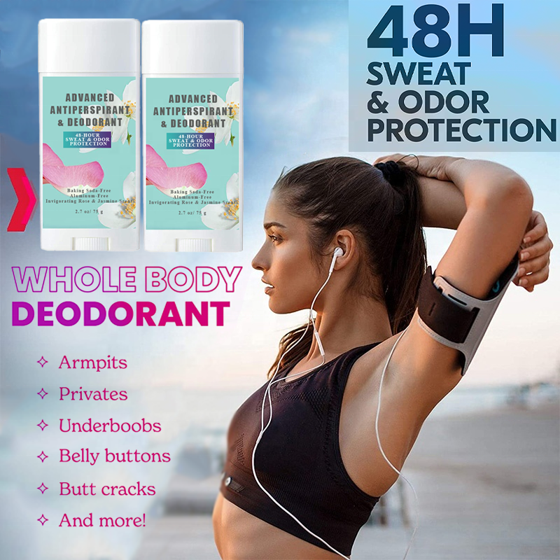 Natural Organic Advanced Rose Jasmine Antiperspirant & Deodorant Stick 48-Hour Sweat & Odor Protection Baking Soda Aluminum Free