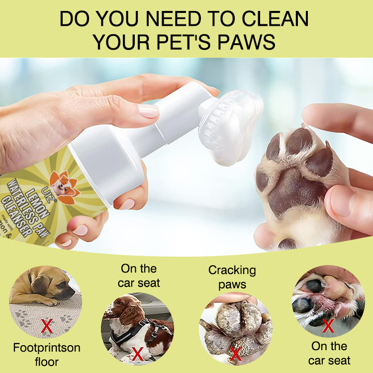 Natural Lemon Waterless Paw Cleanser With Vitamin B5 Ph Balanced Cleaning Deodorant Remove Dirt Dog Shampoo Pet Care Products