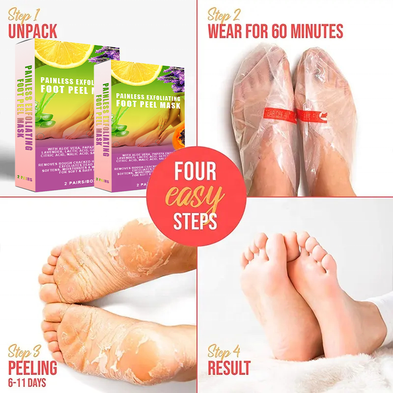 NEW 7 Days Fast Exfoliating Foot Peel Mask Smooth Soft Touch Feet Tender Gel Socks Booties With Papain Aloe Citric Malic Acid