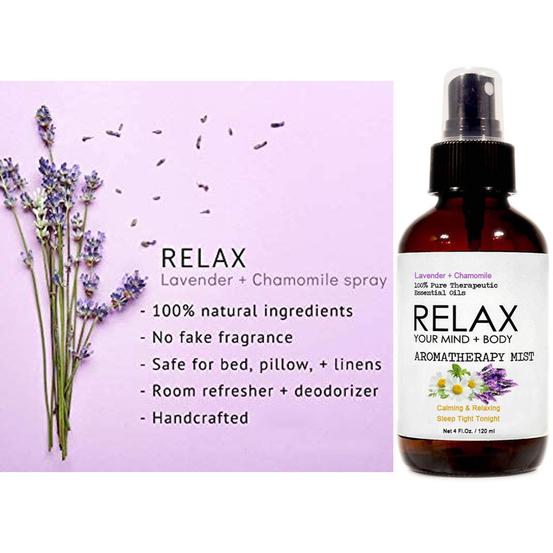 Natural Pure Therapeutic Lavender Chamomile Relaxing Essential Oils Aromatherapy Pillow Spray Calming Nighttime Hydrosol Mist