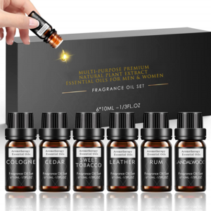 Cedar Sandalwood Cologne Men Essential Oils Gift Set Top 6 Organic therapeutic Grade premium Fragrance Oil for DIY candle soap