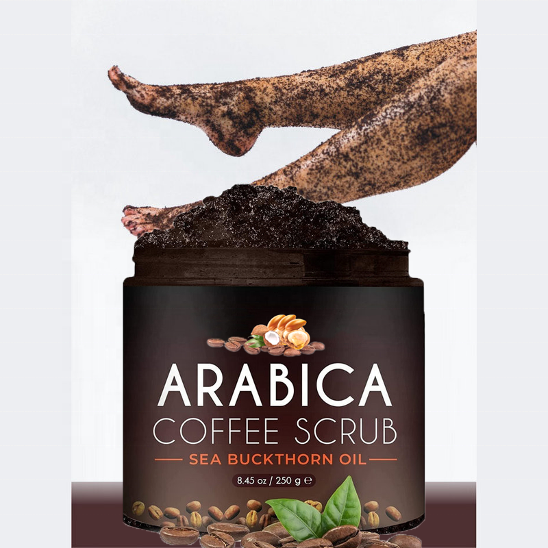 Dead Sea Salt Organic Coffee Arabica Women Men's Leg Hand Face Body Polish Scrub With Coconut Shea Butter Carrot Kojic Acid