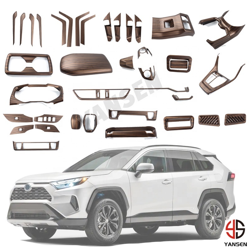 Set of ABS wood grain interior trim sticker car decoration accessories for Toyota RAV4 Wildlander 2020-2021