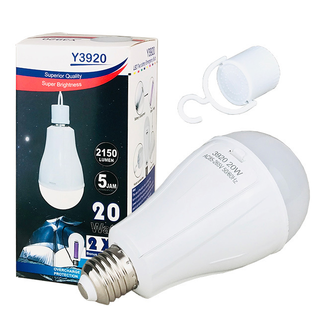 rechargeable light bulbs with 2 batteries 20w rechargeable emergency light battery led bulb