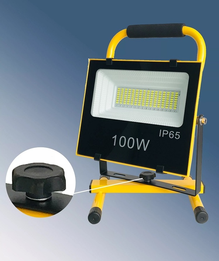 portable led solar flood lights with integrated solar panel aluminum shell battery powered flood light