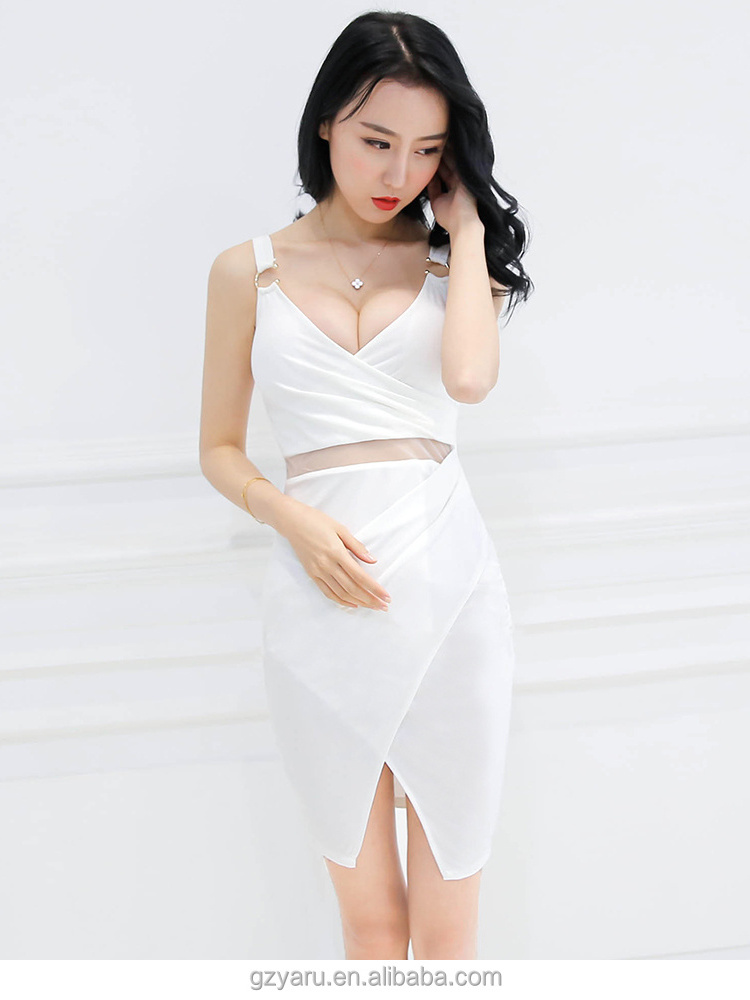 sexy hot women sleeveless v neck  bodycon casual short dress classic design OEM/ODM guangzhou manufacturer