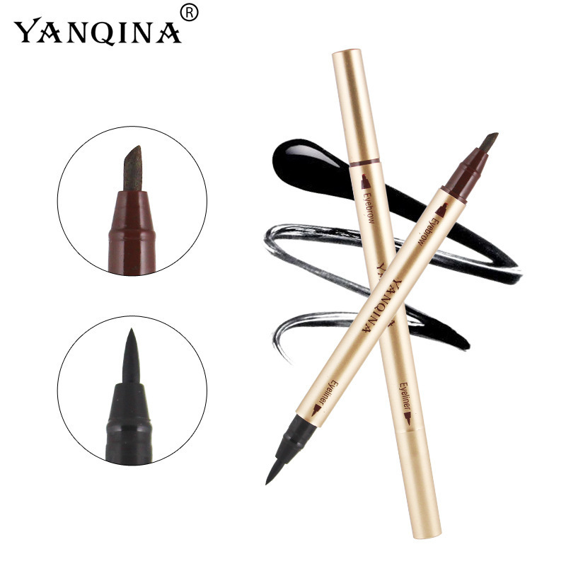 YANQINA Beauty Big Eyes Makeup Long Lasting Waterproof 2 in 1 Eyeliner Eyebrow Pencil