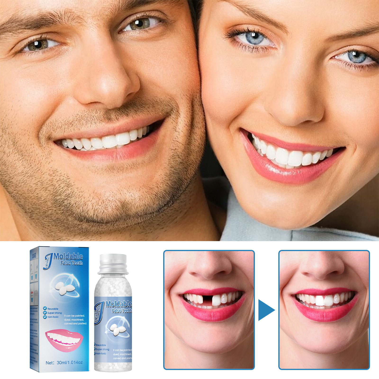 JAYSUING Teeth Repair Holiday Makeup Reusable Moldable Temporary False Teeth Solide Glue 30ml