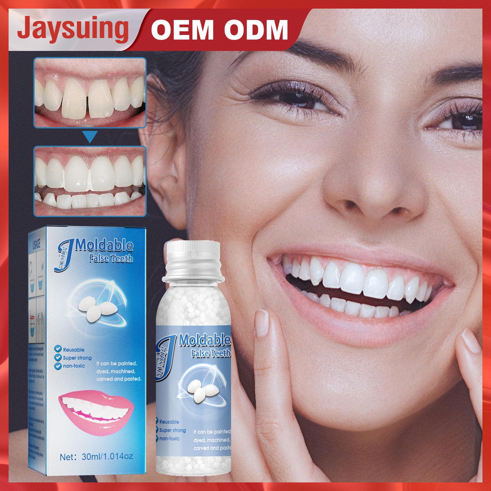 JAYSUING Teeth Repair Holiday Makeup Reusable Moldable Temporary False Teeth Solide Glue 30ml