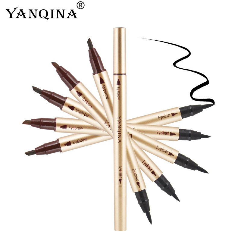 YANQINA Beauty Big Eyes Makeup Long Lasting Waterproof 2 in 1 Eyeliner Eyebrow Pencil