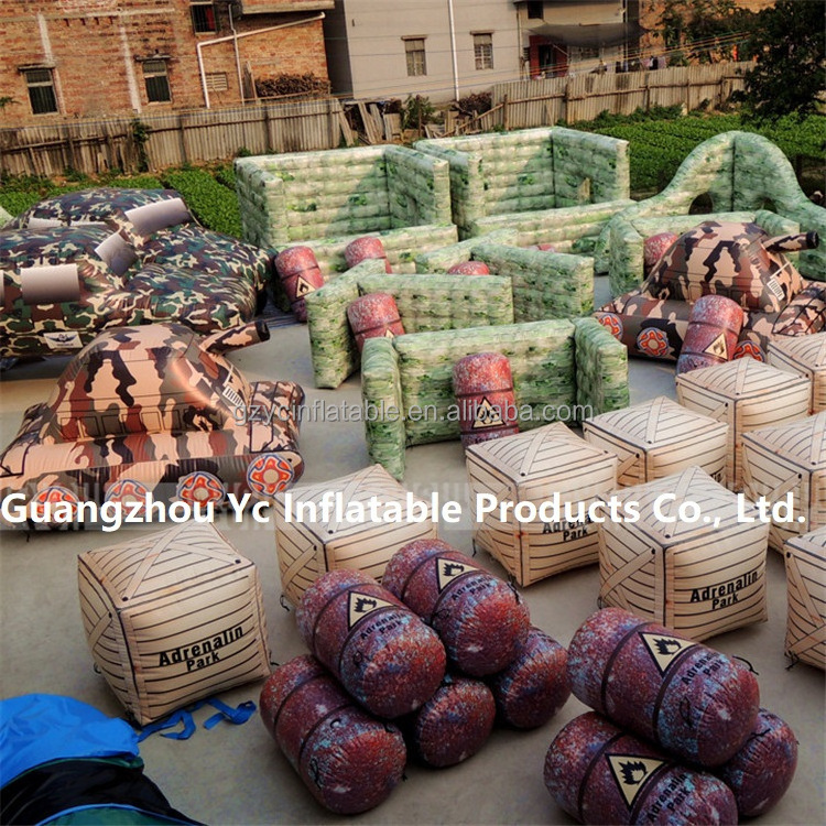 Guangzhou camouflage bunkers paintball game inflatable bunkers for rental