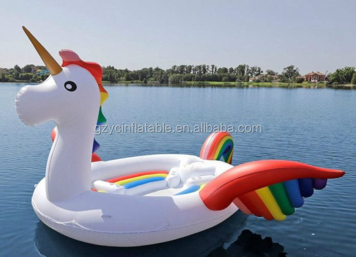 Guangzhou giant float water toys inflatable unicorn pool for sale