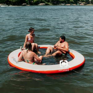 Inflatable Floating Swimming Pool Classic Drop Stitch Water Inflatable Circular Mesh Dock Floating Water Hammock with Swimming