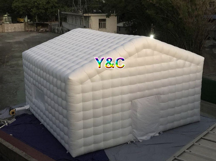 Outdoor portable camping wedding movie club party air cube cube house lighted inflatable cube tent for rental