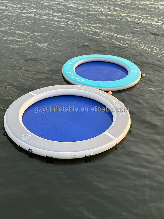 Guangzhou floating 10ft round pool with mesh inflatable hangout water hammock for sun pad