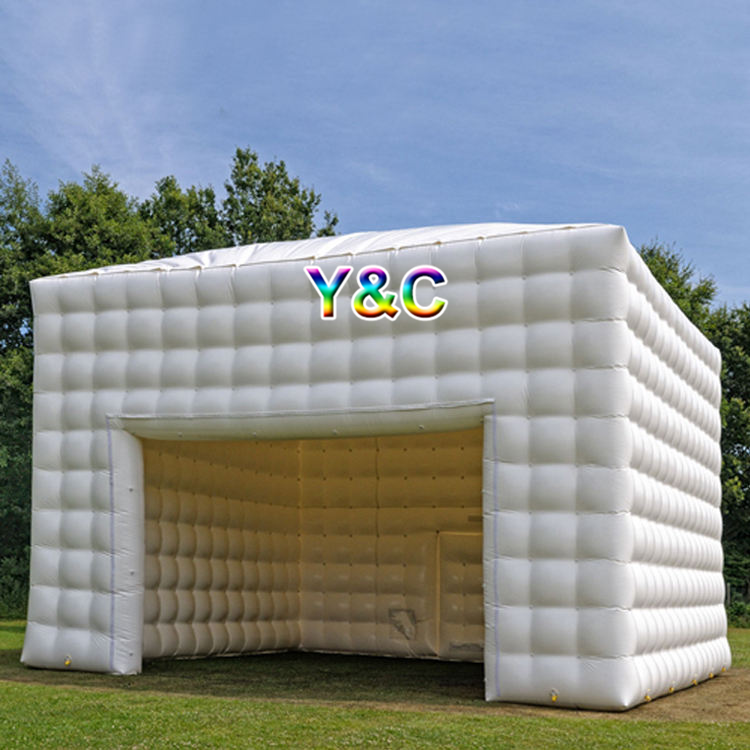 Outdoor portable camping wedding movie club party air cube cube house lighted inflatable cube tent for rental