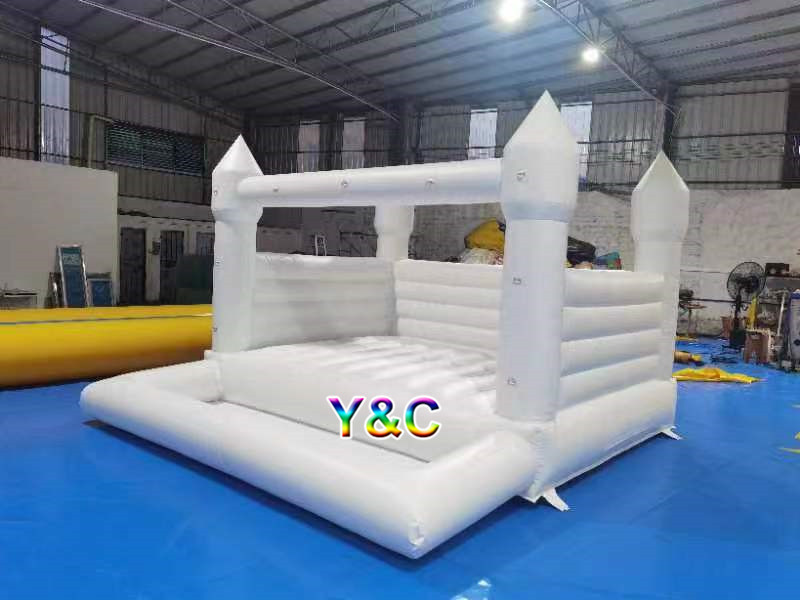 Party rental bouncy castle inflatable slide ball pit jumping white bounce house for kids adults