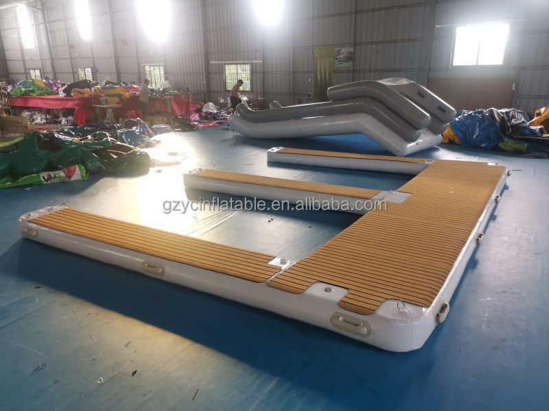 Guangzhou custom water floating island DWF dock mat platform inflatable jet ski dock for water game