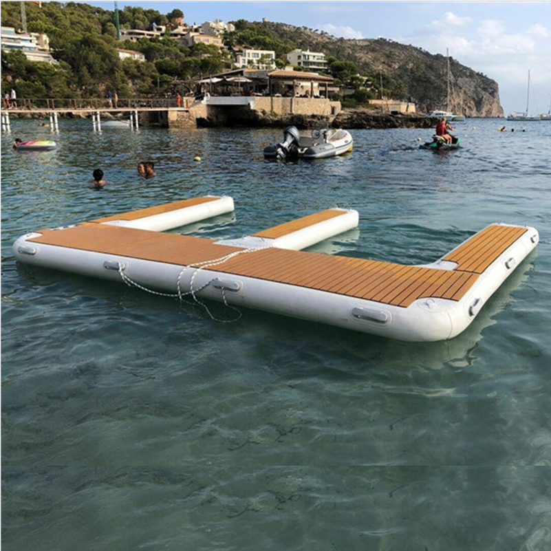 Guangzhou custom water floating island DWF dock mat platform inflatable jet ski dock for water game