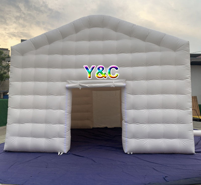 Outdoor portable camping wedding movie club party air cube cube house lighted inflatable cube tent for rental