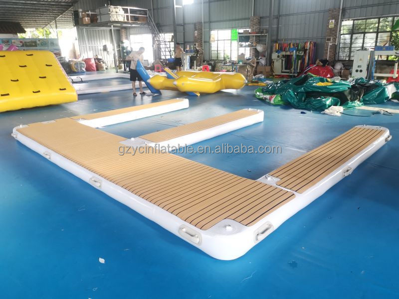 Guangzhou custom water floating island DWF dock mat platform inflatable jet ski dock for water game