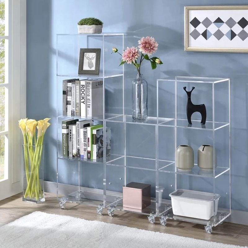 Large Acrylic Display Rack For Clothing Shoe Handbag Storage Customized High Showcase Cabinet