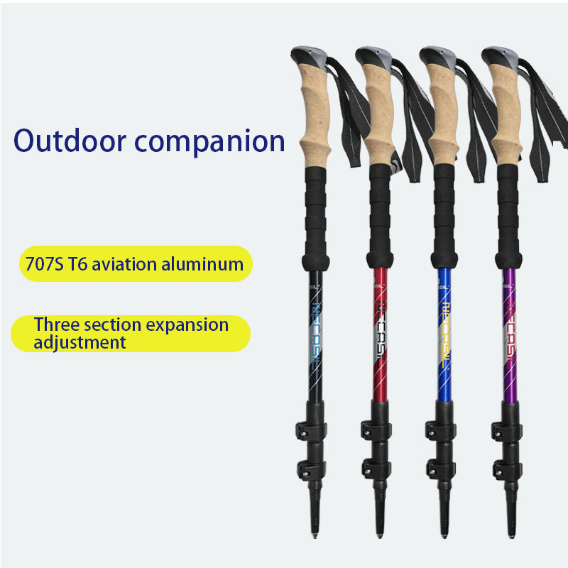 High quality non-slip trekking pole aluminum trekking pole quick lock folding cane walking stick