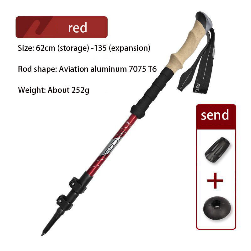 High quality non-slip trekking pole aluminum trekking pole quick lock folding cane walking stick