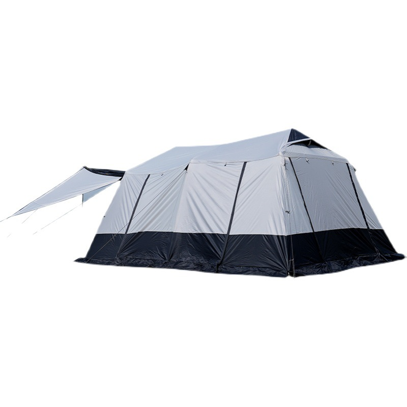 5-8 Person Outdoor Camping Tent with 2 Bedrooms Living Room Canvas Fabric Breathable Oxford Cloth Supported Thickened for Beach