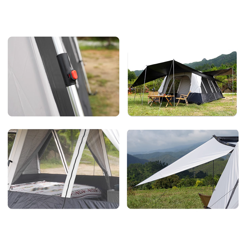 5-8 Person Outdoor Camping Tent with 2 Bedrooms Living Room Canvas Fabric Breathable Oxford Cloth Supported Thickened for Beach